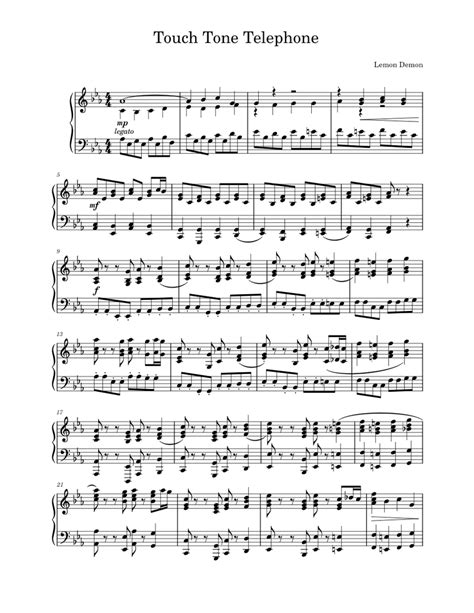 Touch Tone Telephone Lemon Demon Sheet Music For Piano Solo