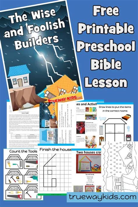 Wise And Foolish Builders Parable Free Preschool Bible Lesson