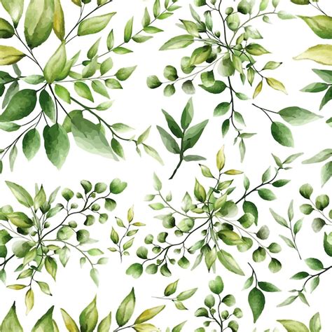 Free Vector Seamless Pattern Beautiful Greenery Leaves Design