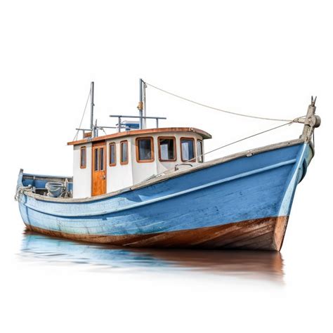 Premium Photo | Isolated Fishing Boat on White Background