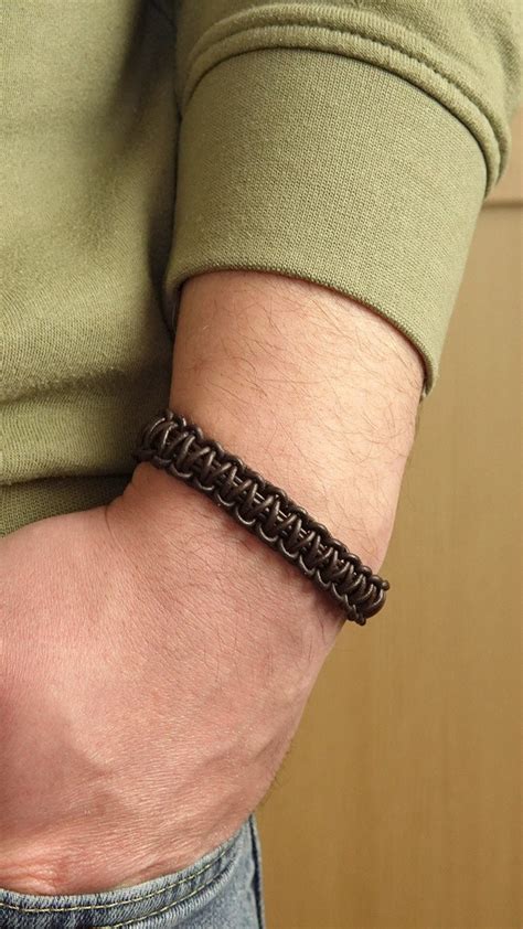 Pulsera De Macram Para Hombre Con Cord N De Cuero Y Cierre De Manila