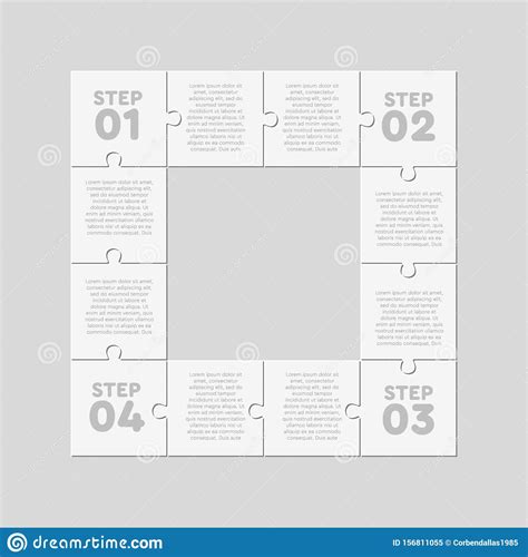 Vier Jigsaw Puzzle Quadrat Diagramm Grafik Vektor Abbildung