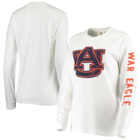 Womens White Auburn Tigers Drawn Logo Oversized Long Sleeve T Shirt