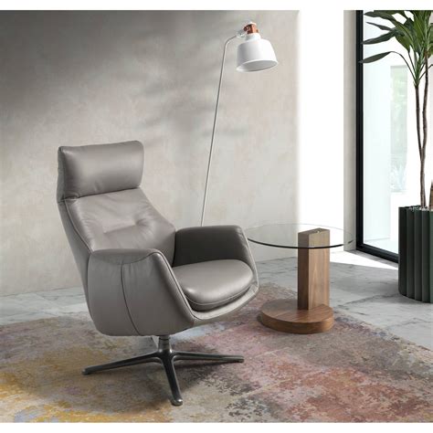 Fauteuil En Cuir Gris Pivotant Haut De Gamme Angel Cerda