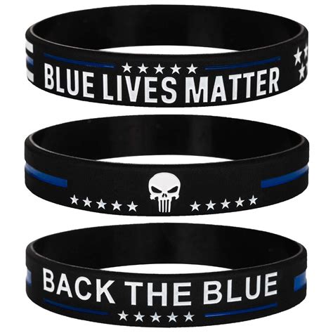 Blue Lives Matter Thin Blue Line American Flag Bracelets With Back