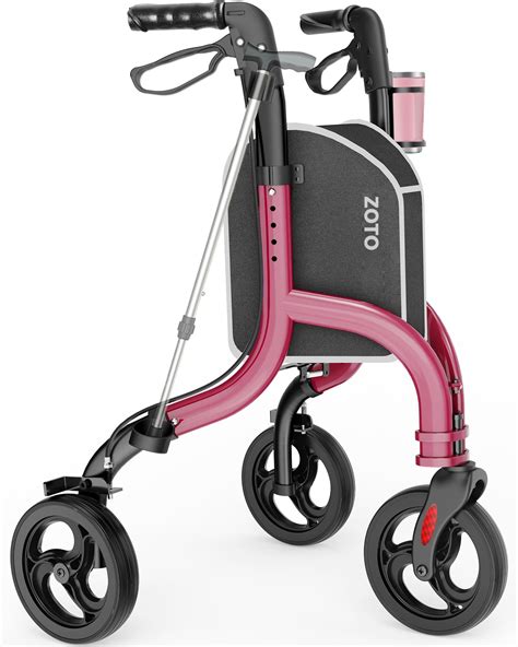 3 Wheel Walkers for Seniors, Foldable Wheeled Rollator with Cane Hold
