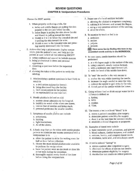 Chapter 8 Venipuncture Procedures - biology - Studocu