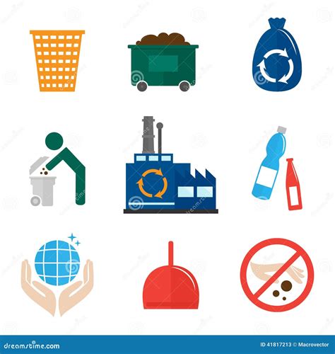 Iconos De La Basura Planos Ilustración Del Vector Ilustración De