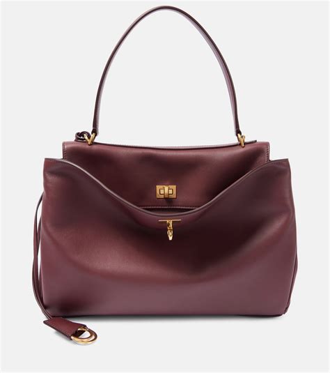 Rodeo Medium Leather Tote Bag In Burgundy Balenciaga Mytheresa