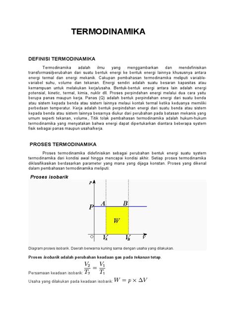 Termodinamika Definisi Termodinamika Pdf