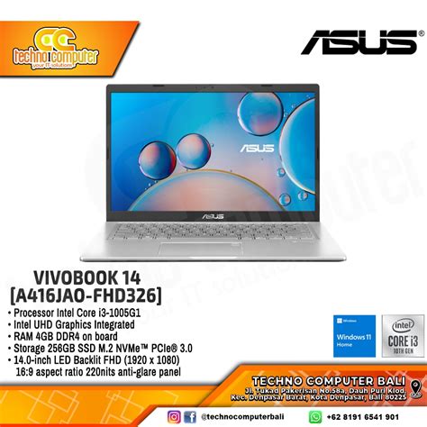 Asus Vivobook 14 A416jao Fhd326 Core I3 1005g1ram 4gbssd 256gb