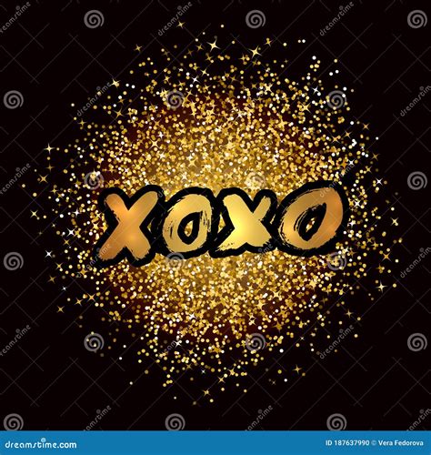 Gold Xoxo Hand Written Phrase Isolated On White Background Hugs And