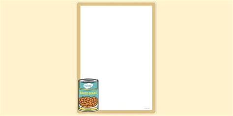 FREE Simple Blank Tin Of Baked Beans Page Border Twinkl