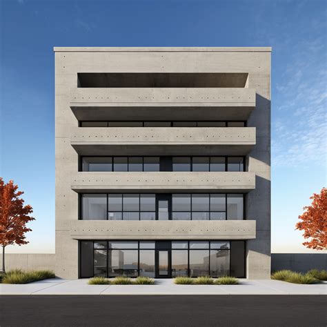 Front Elevation Four Story Concrete Building Spring Ai Studio