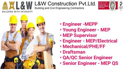 Landw Construction Pvt Ltd Urgent Hiring 2024 For Electrical Civil