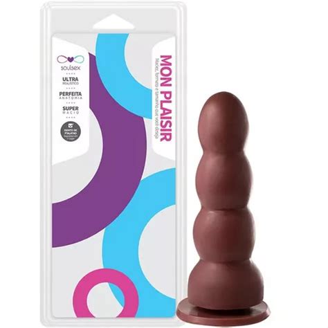 Plug Anal Escalonado Ventosa Excita Dilata Vaginal Gozar Cor Marrom