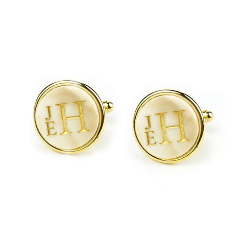Vineyard Round Stacked Monogram Cuff Links (WS) | Monogrammed cufflinks ...