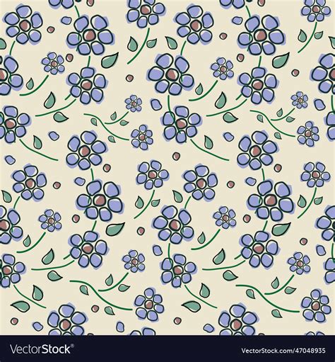 Seamless wallpaper with purple flowers on a yellow