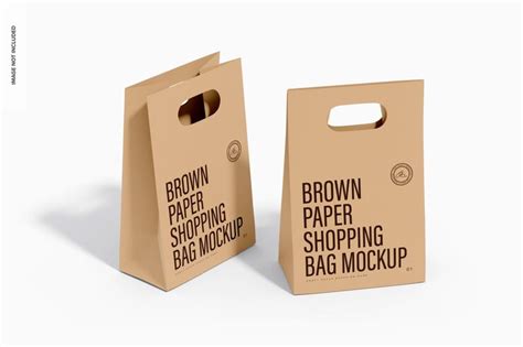 Premium Psd Brown Paper Shopping Bags Mockup Perspective