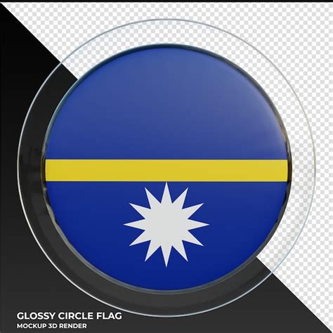 Bandeira de círculo brilhante texturizado 3d realista de nauru PSD