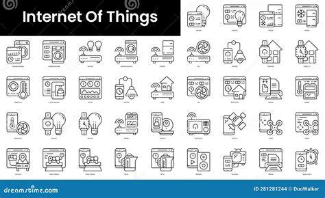 Set Of Outline Internet Of Things Icons Minimalist Thin Linear Web