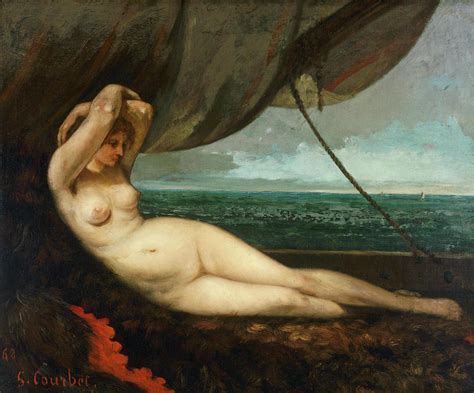 Nude Reclining By The Sea Painting By Gustave Courbet Fine Art America