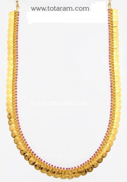 Gn K Gold Mango Lakshmi Kasu Mala Long Kasulaperu With Red