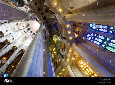 Barcelona Spain La Sagrada Familia Interiors Designed By Antonio