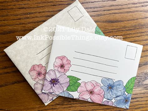 Floral Digital Envelope Template Made To Print At Home Penpal