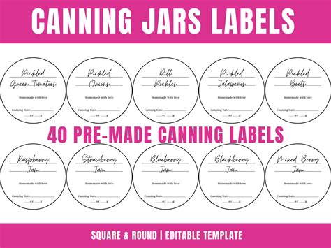 Canning Labels Template | Editable & Printable - Gourmandelle