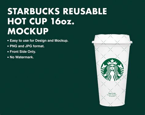Starbucks Reusable Hot Cup 16oz Mockup Photo Perfect For Etsy
