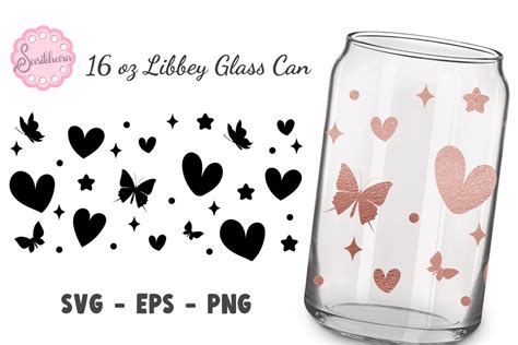 Butterfly Heart 16 Oz Libbey Glass Can Illustration Par Sasikharn