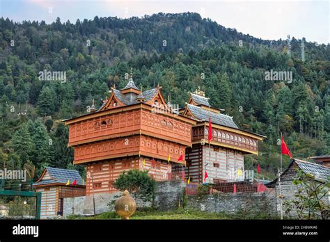 Ancient Bhima Kali Hindu Temple With Kinnaur Himalaya Mountain Range At