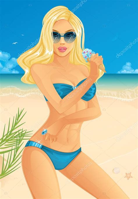 Sexy Woman Relaxing On Beach Stock Vector By Pisica Sfioasa