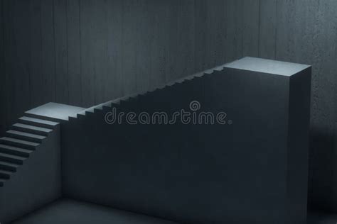 The Stairway in the Dark Basement, 3d Rendering Stock Illustration ...