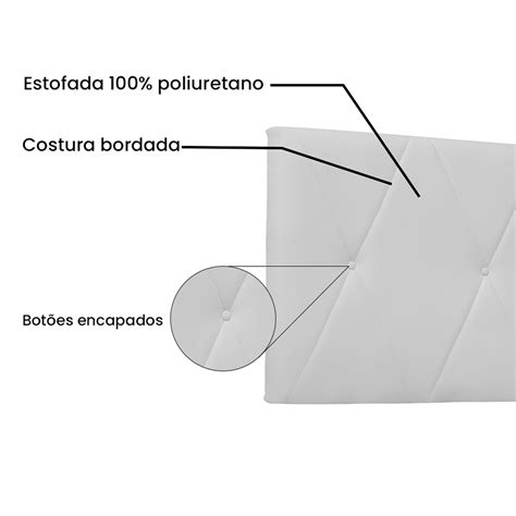 Cabeceira Painel Aquilla Para Cama Box Solteiro 90 Cm Corino Branco D