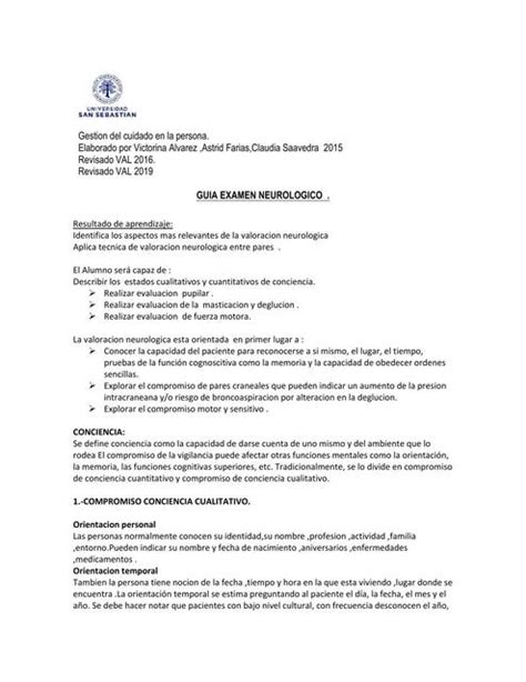 GUIA EXAMEN NEUROLOGICO Benjamin UDocz