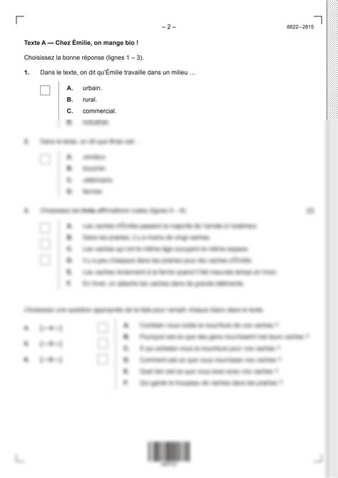 Solution French Ab Initio Paper 2 Reading Comprehension Question