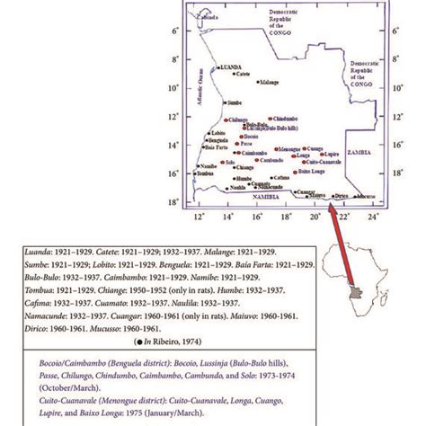 Distribution of human and animal plague in Angola from 1921 to 1981. | Download Scientific Diagram