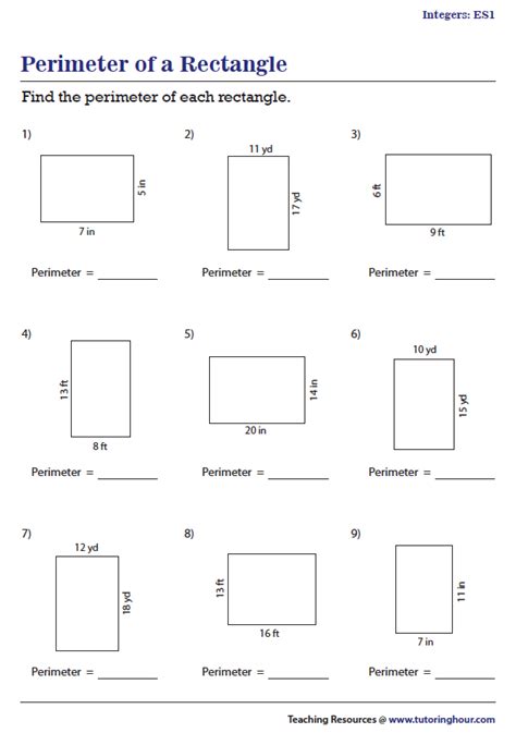 Perimeter of a Rectangle Worksheets | 4th grade math worksheets, Perimeter of rectangle, Math ...