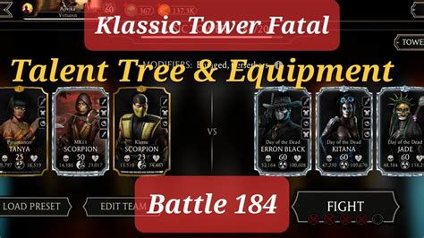 Mk Mobile Klassic Tower Fatal Battle 184 Talent Tree And Equipment