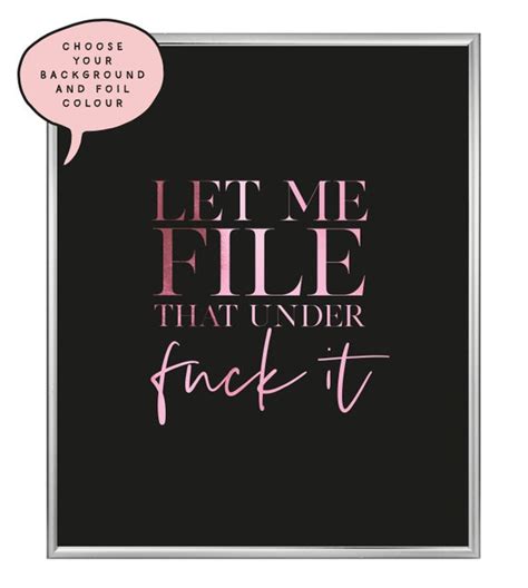 A4 A3 Fuck It Foil Print Funny Quote Wall Art Bathroom Etsy