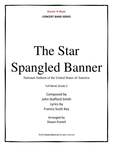 Star Spangled Banner For Concert Band Arr Shawn Postell Sheet Music