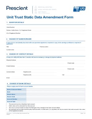 Fillable Online Completing The Form Unit Trust Static Data Ijg