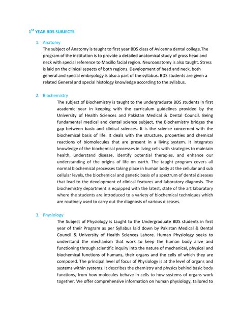 Bds Curriculum 1 St Year Bds Subjects Anatomy The Subject Of Anatomy