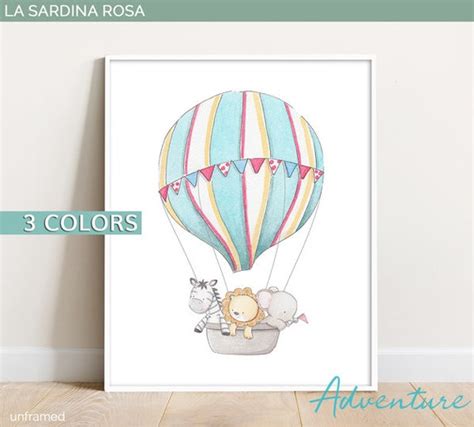 Hot Air Balloon Print Nursery Art Gender Neutral Baby Room Etsy