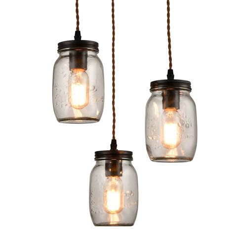 Farmhouse Mason Jar Hanging Pendant Chandelier Lights Claxy