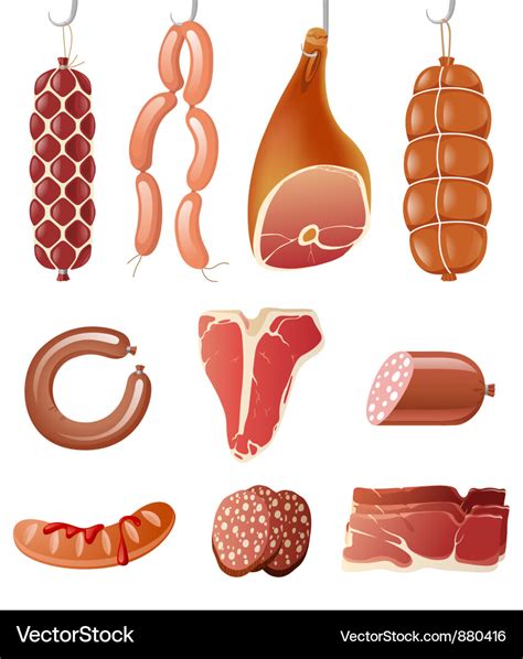 Meat Icons Royalty Free Vector Image Vectorstock