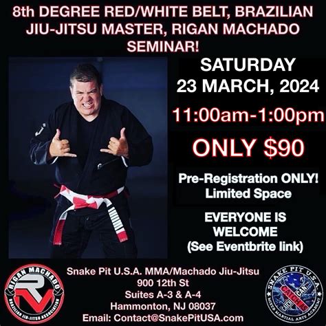 RIGAN MACHADO SOUTH JERSEY BRAZILIAN JIU JITSU SEMINAR Snake Pit U S