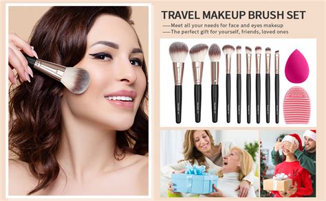 Makeup Brushes Maange 9 Pcs Travel Makeup Brush Set Premium Synthetic